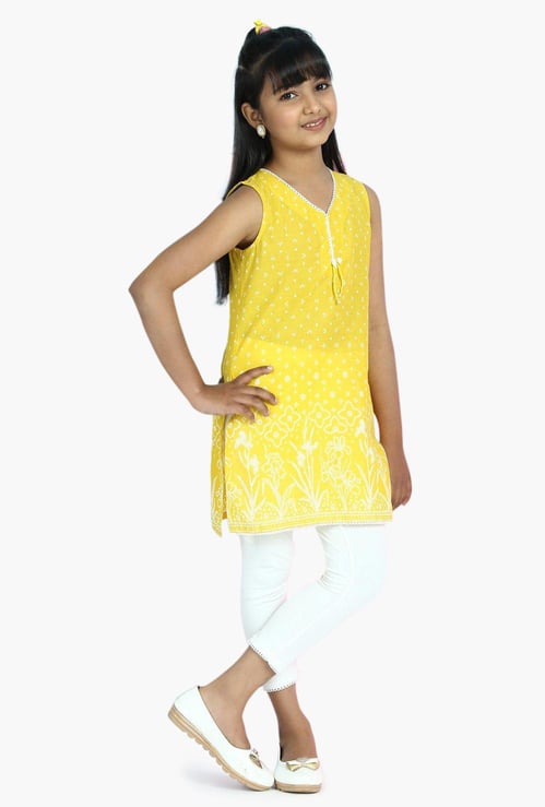 BIBA Girls Printed Sleeveless Kurta