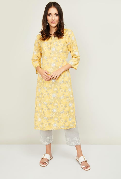 MELANGE Women Floral Print Straight Kurta