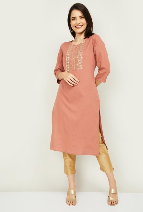 MELANGE Women Embroidered Straight Kurta