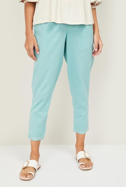 MELANGE Women Solid Elasticated Straight Pants