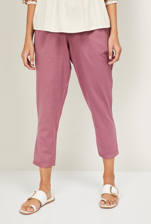 MELANGE Women Solid Elasticated Straight Pants