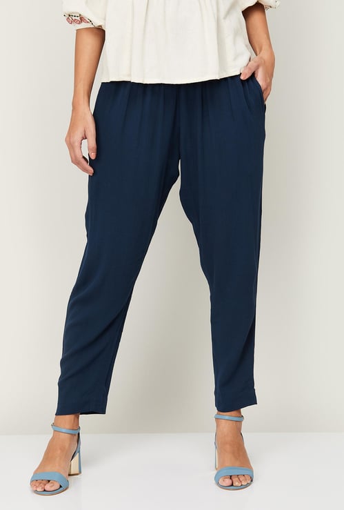 MELANGE Women Solid Elasticated Straight Pants