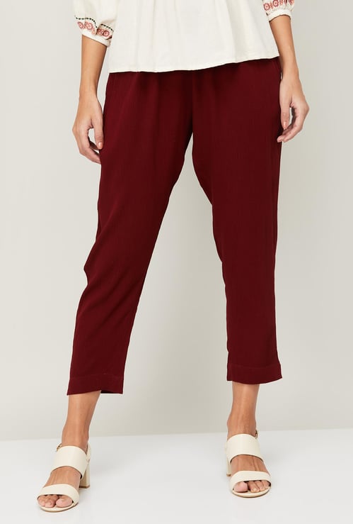 MELANGE Women Solid Elasticated Straight Pants
