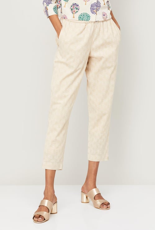 MELANGE Women Printed Cropped Ethnic Straight Pants