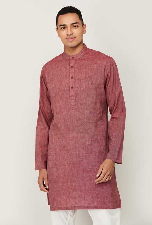 MELANGE Men Textured  Full Sleeves Kurta