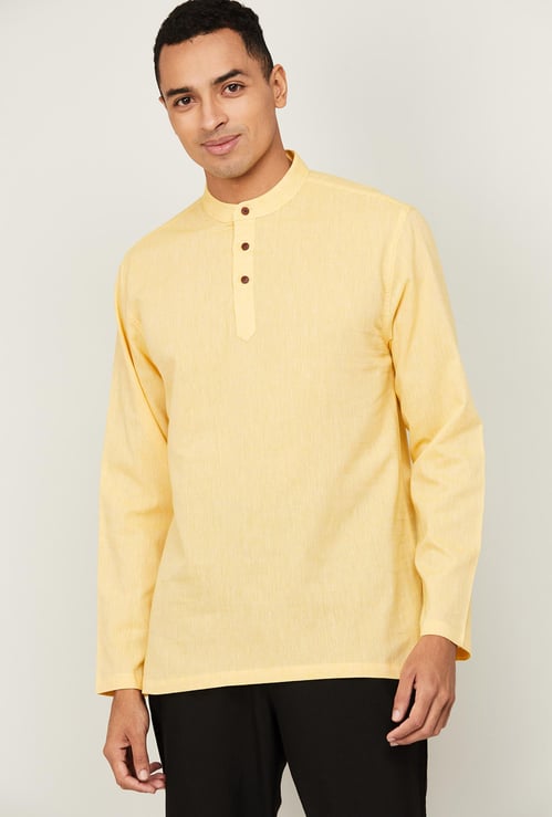 MELANGE Men Textured Full Sleeves Kurta