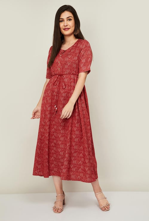 RANGRITI Women Printed Midi Dress