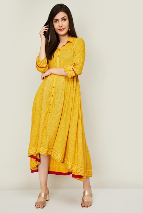 RANGRITI Women Printed High-Low Hem Dress