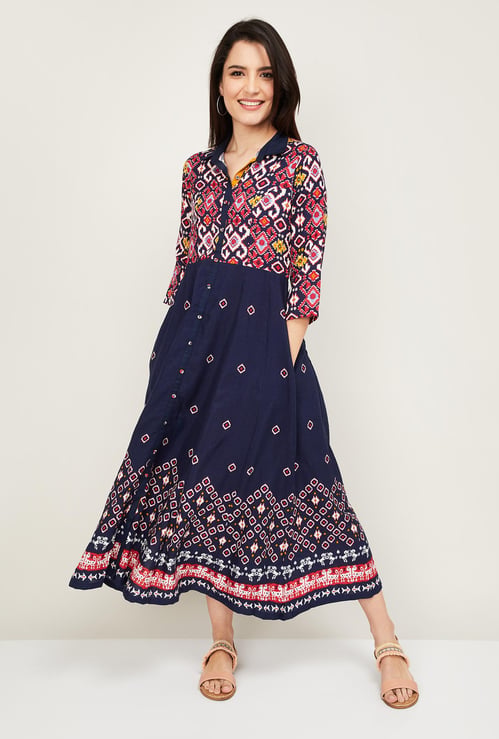 RENGRITI Women Printed Ethnic  A-Line Dress