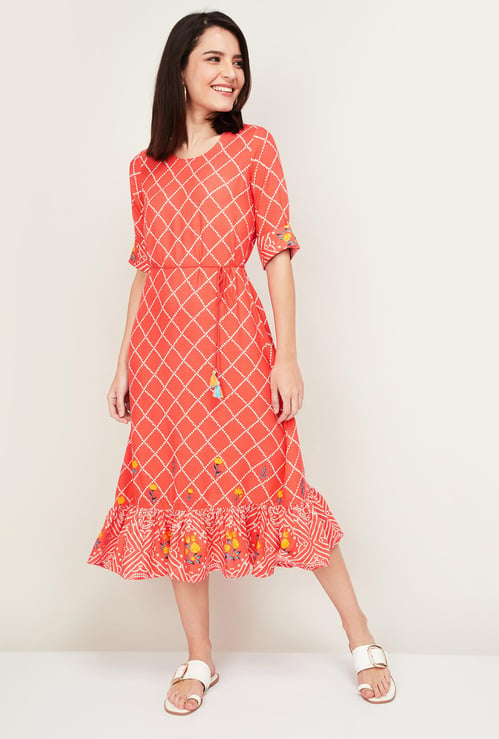 RANGRITI Women Printed Midi Dress
