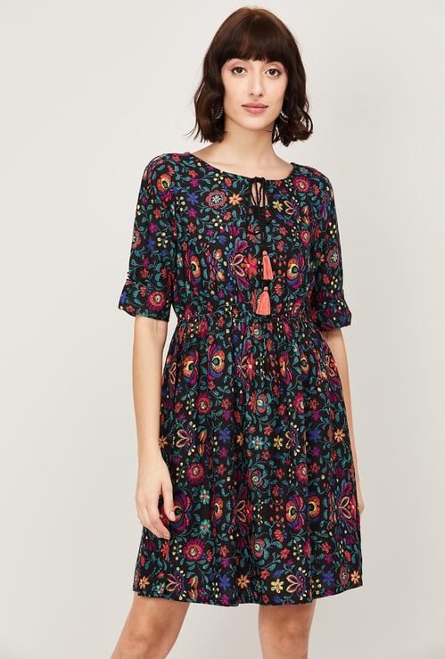 COLOUR ME Women Floral Print A-Line Dress
