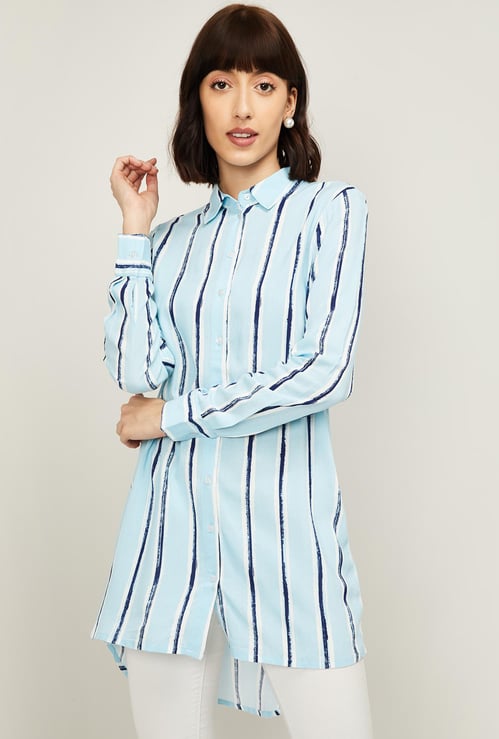 VERO MODA Women Striped High-Low Hem Shirt