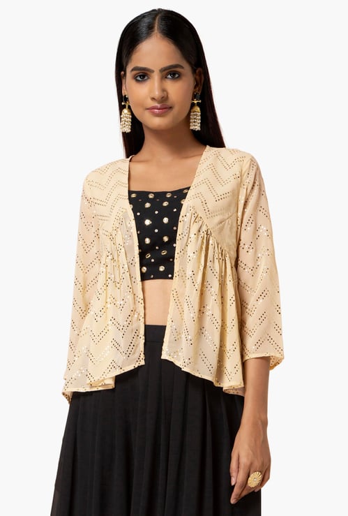 INDYA Women Embellished Open-Front Ethnic Shrug