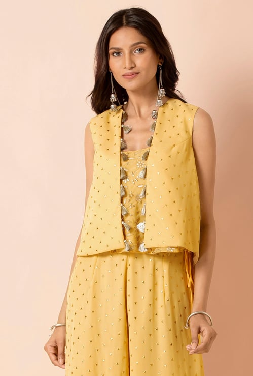 INDYA Women Embellished Open-Front Tasseled Shrug