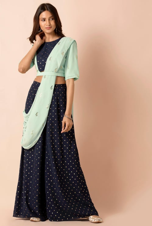 INDYA Women Embellished Flared Palazzos