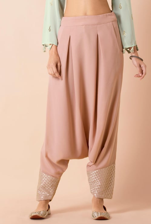 INDYA Women Solid Elasticated Patiala Pants