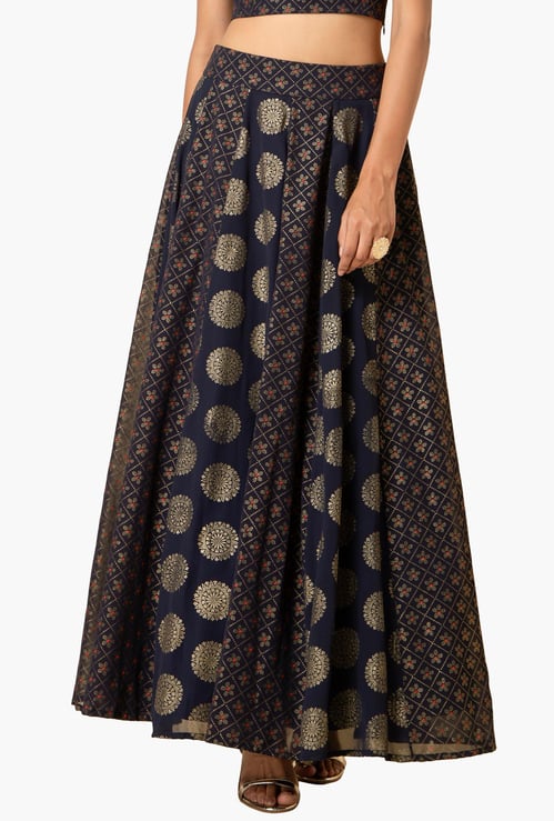 INDYA Women Printed Woven Ethnic A-Line Skirt