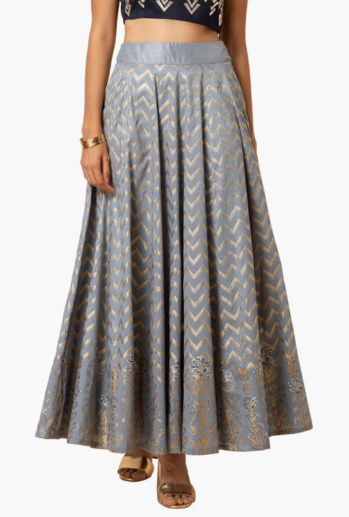 INDYA Women Printed Elasticated A-line Maxi Skirt