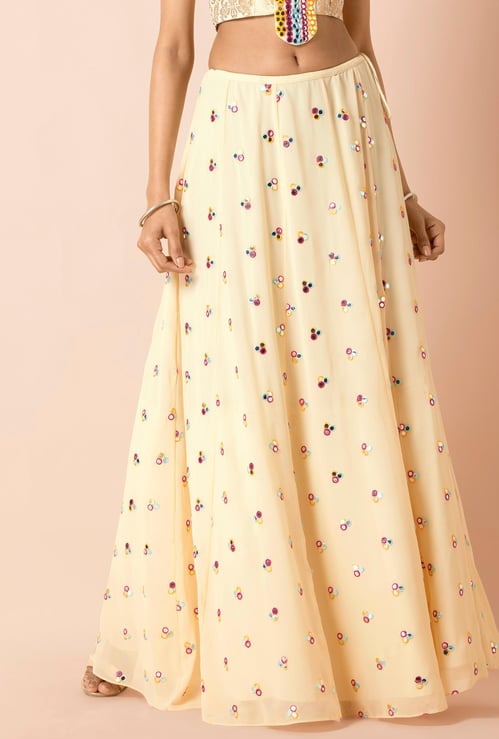 INDYA Women Mirror Embellished A-line Skirt