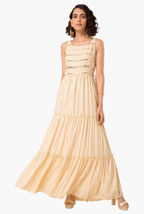 INDYA Women Embellished Tiered Maxi Dress