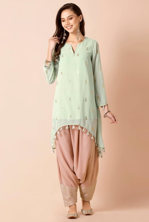 INDYA Women Printed Tassel Detailed High Low Tunic
