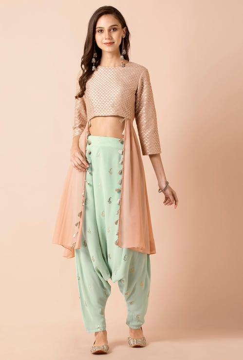 INDYA Women Embroidered Tunic with Cut-out Detail