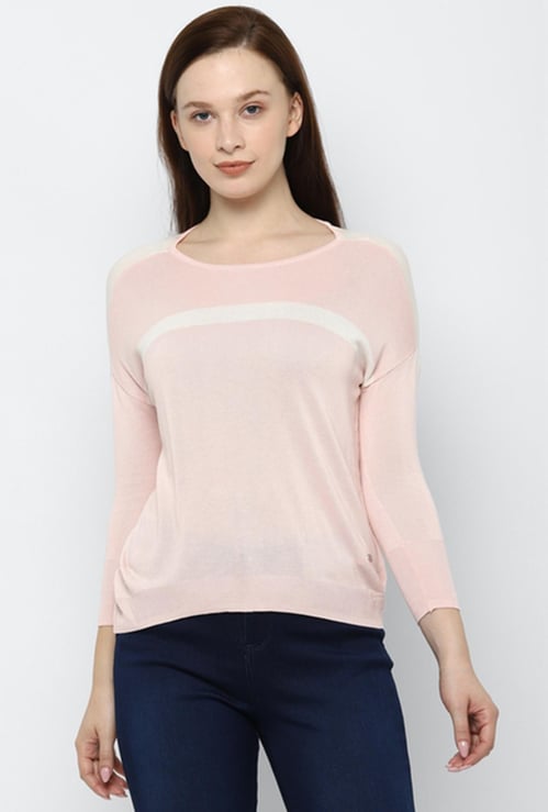 ALLEN SOLLY Women Striped Sweater