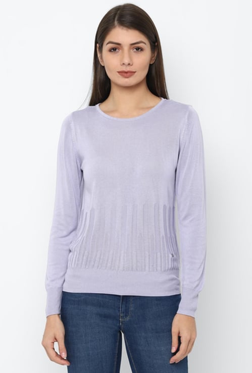 ALLEN SOLLY Women Textured Round Neck Sweater