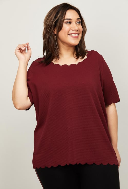 NEXUS Women Plus-Size Solid Short Sleeves Top