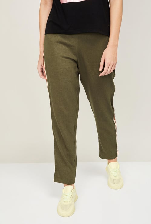 ONLY Women Panel Striped Elasticated Trousers