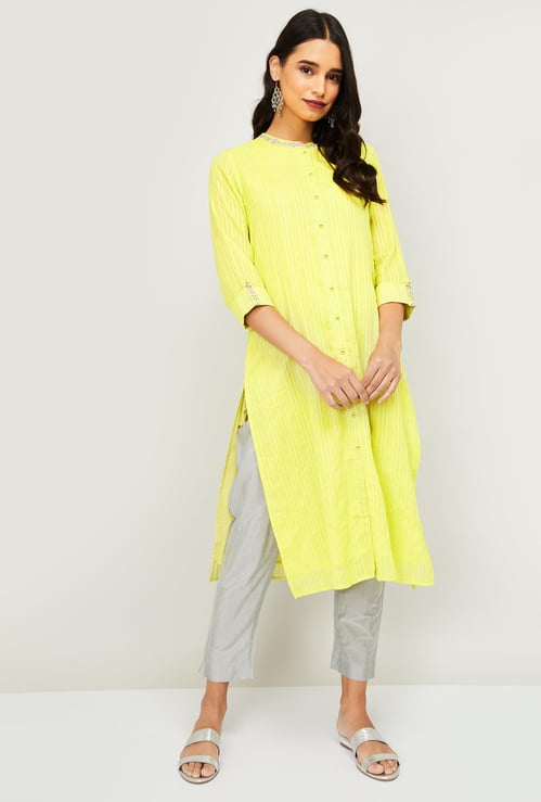 MELANGE Women Striped Kurta with Solid Salwar