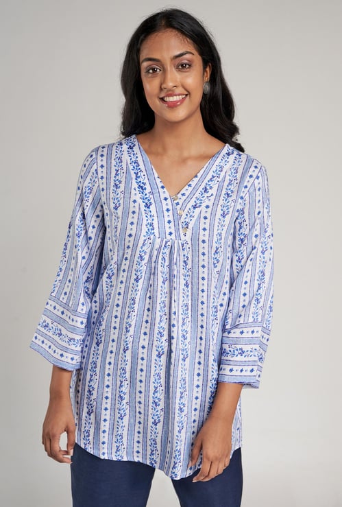 GLOBAL DESI Women Printed Three-quarter Sleeves Top