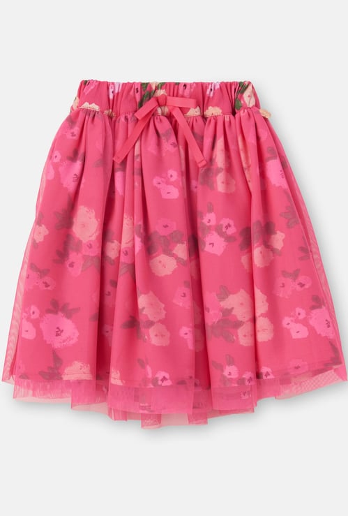 ANGEL & ROCKET Girls Floral Print Layered Tutu Skirt