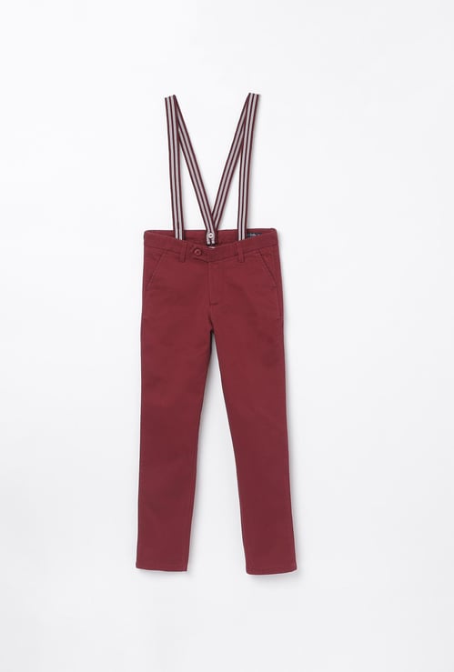 ALLEN SOLLY Boys Solid Trousers with Suspenders