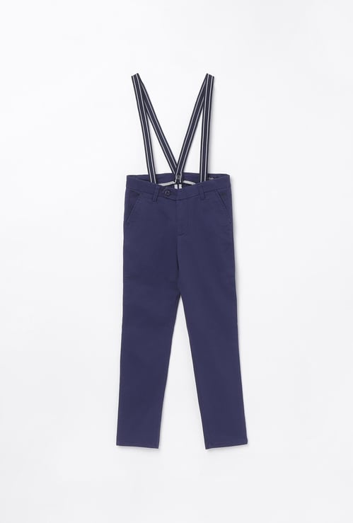ALLEN SOLLY Boys Solid Trousers with Suspenders