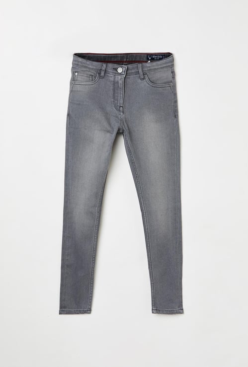 ALLEN SOLLY Girls Medium Washed Skinny Fit Jeans