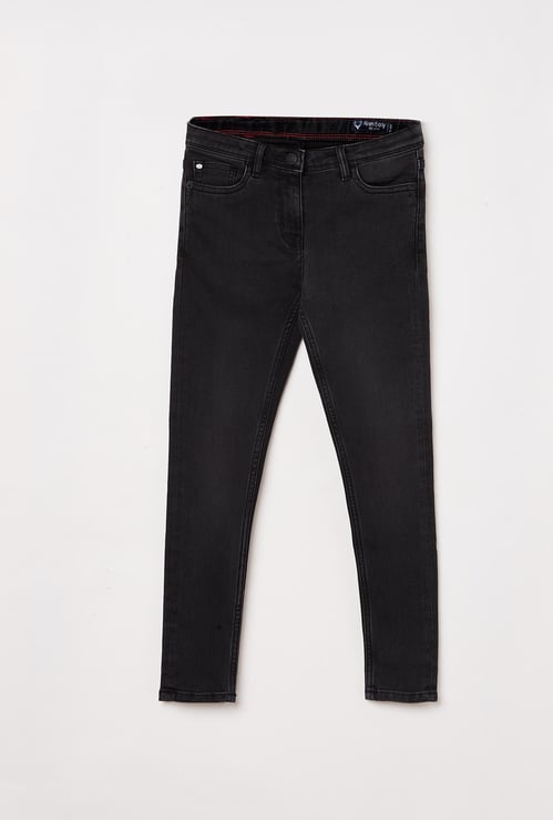 ALLEN SOLLY Girls Stonewashed Skinny Fit Jeans