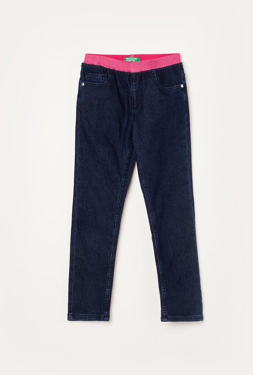 UNITED COLORS OF BENETTON Girls Dark Washed Regular Fit Jeans