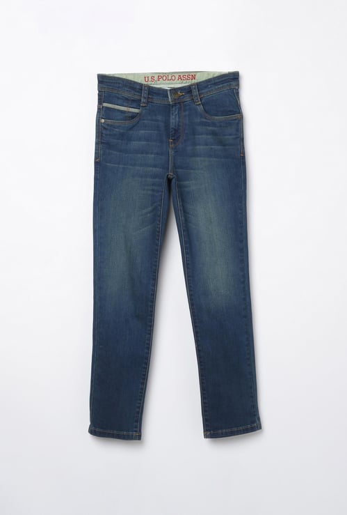 U.S. POLO KIDS Boys Light Washed Slim Fit Jeans