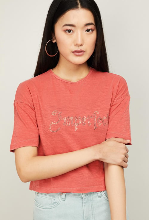ONLY Women Typographic Print Short Sleeves T-shirt
