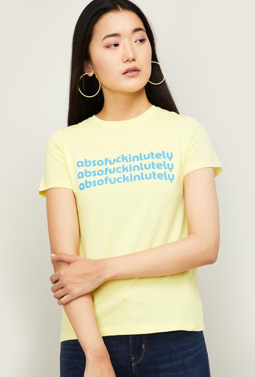 ONLY Women Typographic Print Short Sleeves T-shirt
