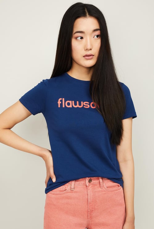 ONLY Women Typographic Print Short Sleeves T-shirt