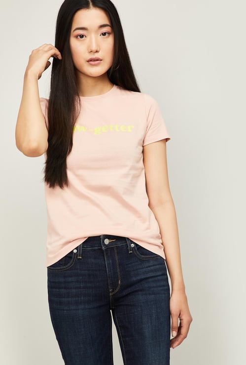 ONLY Women Typographic Print Short Sleeves T-shirt