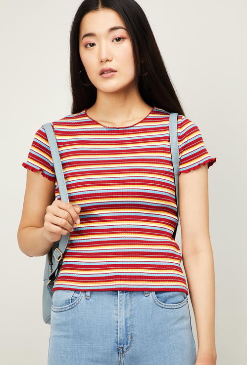 ONLY Women Striped Short Sleeves T-shirt