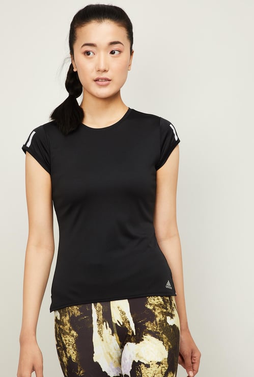 ADIDAS Women Solid Short Sleeves T-shirt