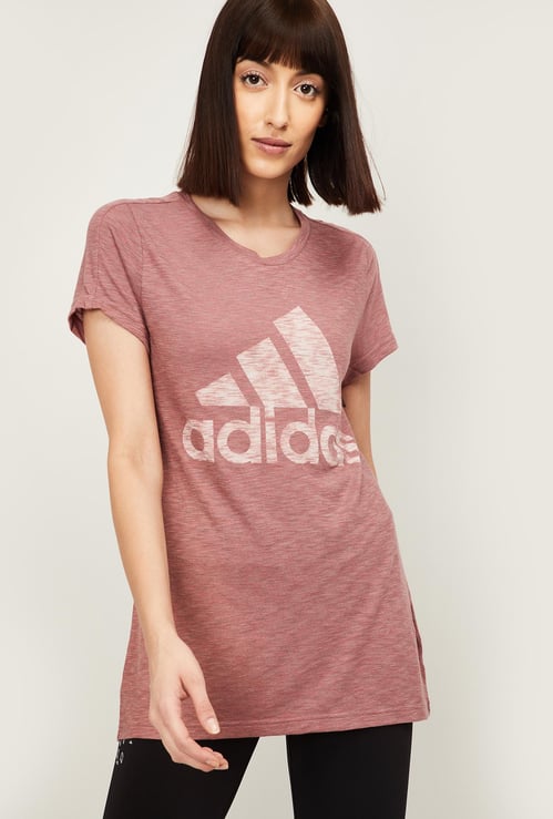 ADIDAS Women Typographic Print Short Sleeves T-shirt