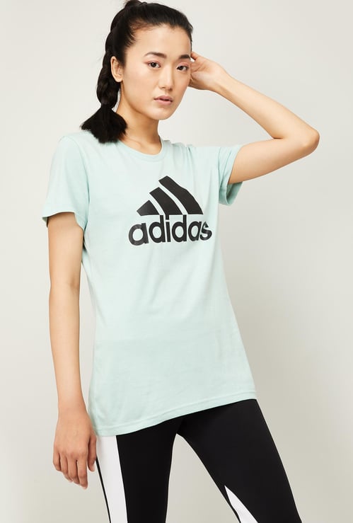 ADIDAS Women Typographic Print Short Sleeves T-shirt