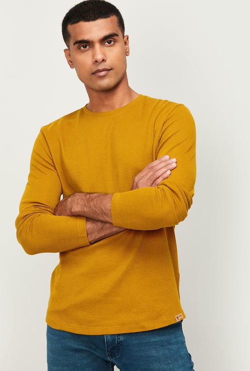 VOI JEANS Men Textured Crew Neck Sweater