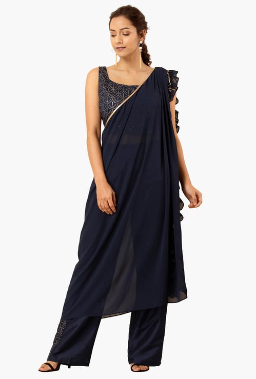 INDYA Women Solid Pants with Dupatta