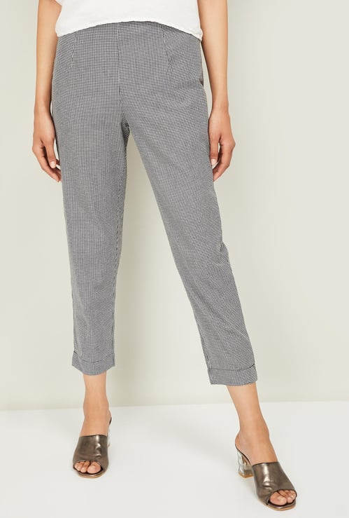 W Women Checked Straight Pants